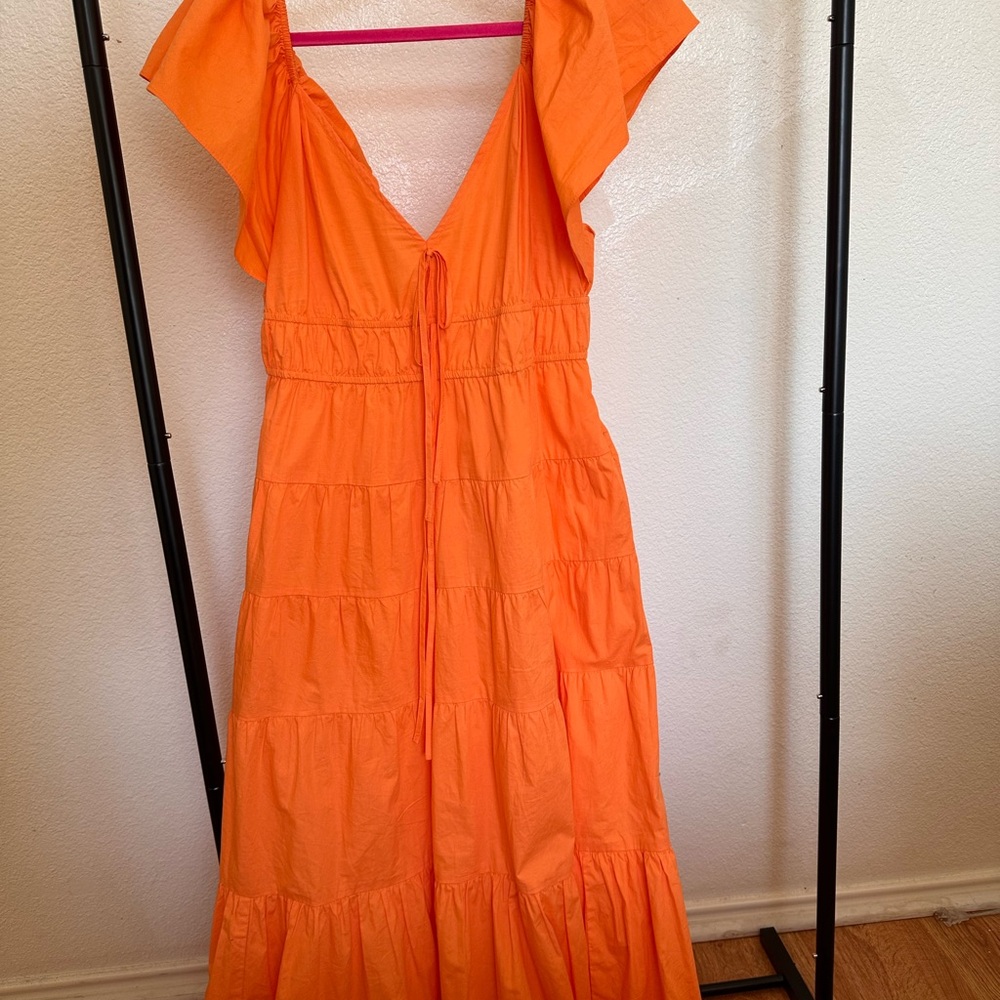 Moon River Bright Orange Maxi Dress